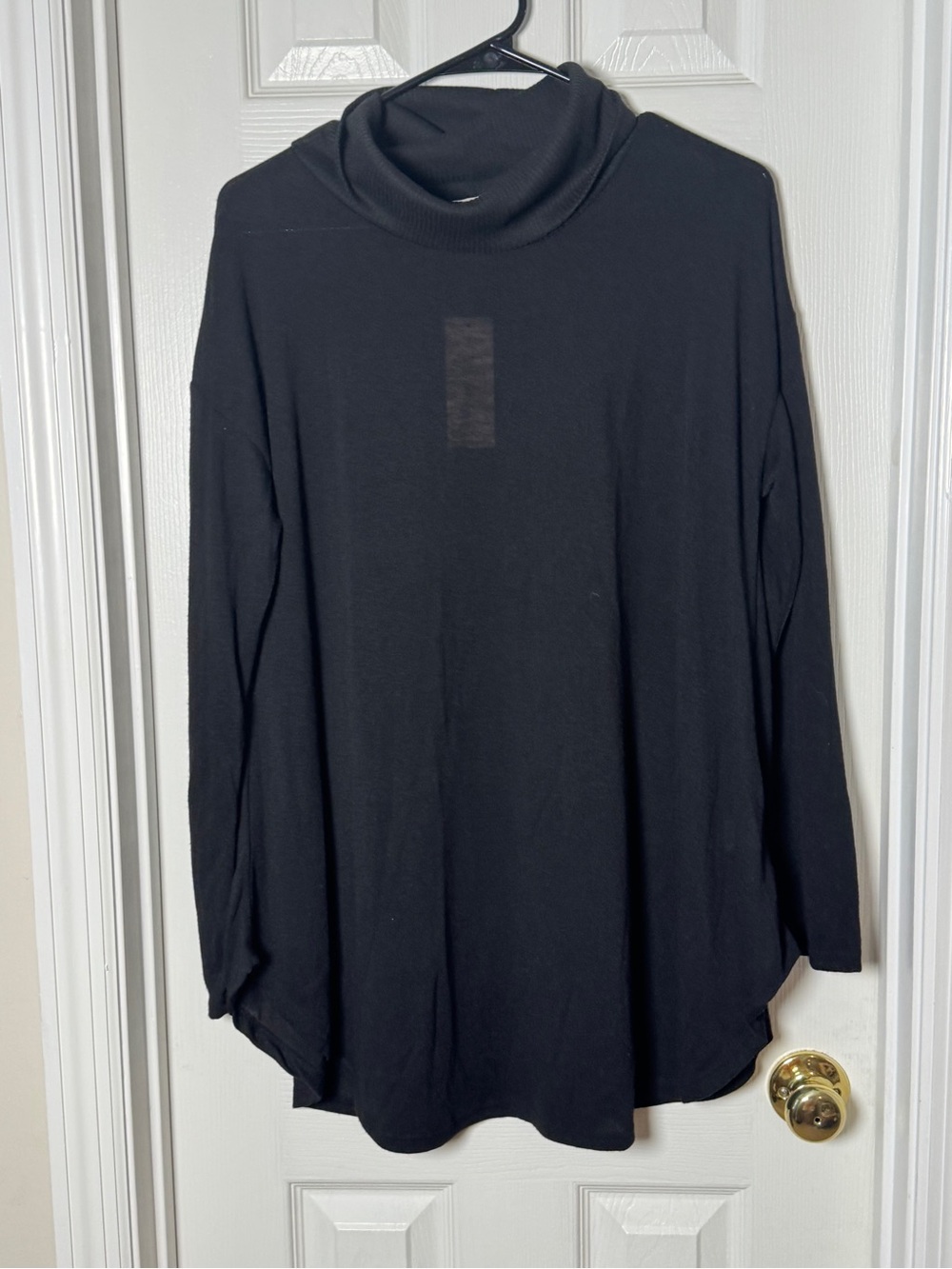 NWT Love Blossom Black Cowl Neck Turtleneck Tunic Top XL Made in USA